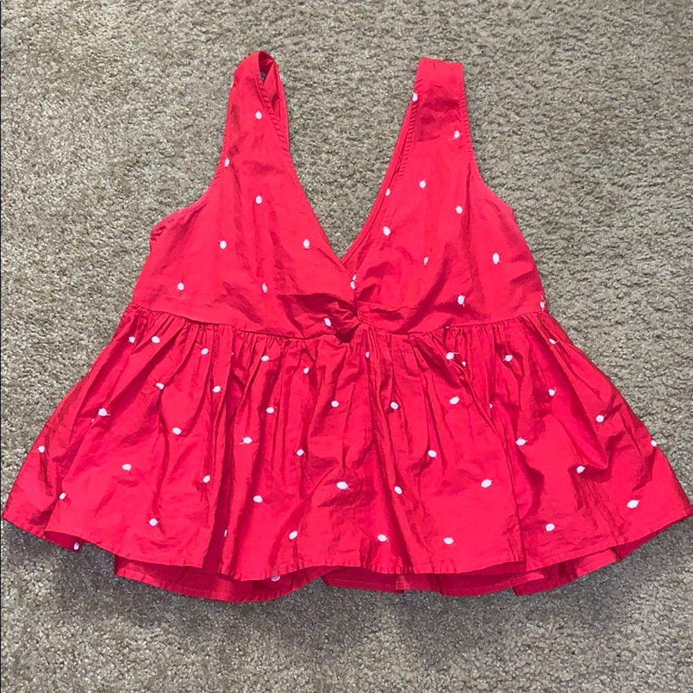 Red polka dot shirt